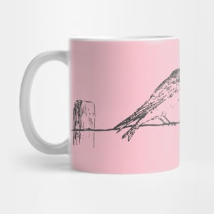 Birds on barbed wire fence Mug